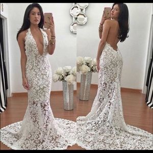 White lace prom dress